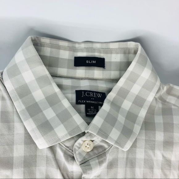 J. CREW ESSENTIAL GREY GINGHAM BUTTON DOWN SHIRT - Picture 2 of 4